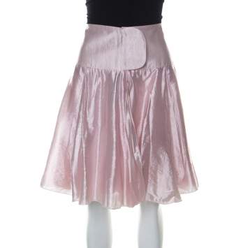 Pre Owned Emporio Armani Metallic Pink Short Flared Skirt M 