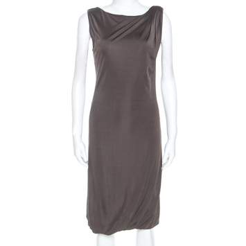 مملوكة مسبقًا Emporio Armani Brown Jersey Draped Detail Milano Dress S
