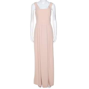 Pre Owned Emporio Armani Pink Crepe Sleeveless Maxi Dress M