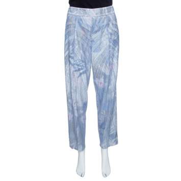 Pre Owned Emporio Armani Elite Blue Crystal Embellished Trousers S