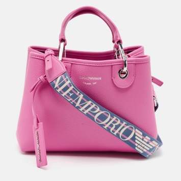 Pre Owned Emporio Armani Pink Leather Small MyEA Shopper Tote