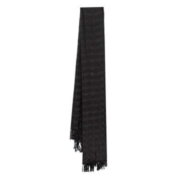 Pre Owned Emporio Armani Black Check Patterned Silk Scarf