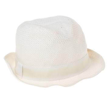 Pre Owned Emporio Armani White Paper Hat Size 57
