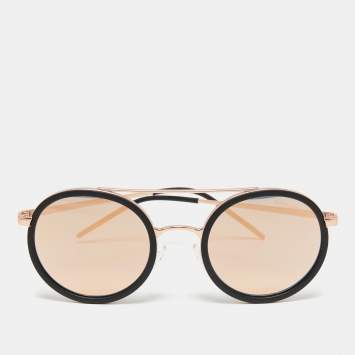 Pre Owned Emporio Armani Black EA 2041 Mirrored Round Sunglasses