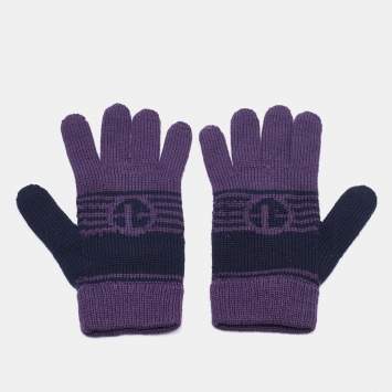 Pre Owned Emporio Armani Purple Wool Gloves S