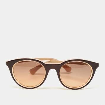 Pre Owned Emporio Armani Dark Brown EA4061F Round Sunglasses