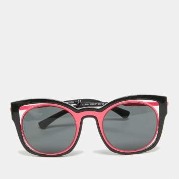 Pre Owned Emporio Armani Black/Neon Pink EA 4091 Square Sunglasses