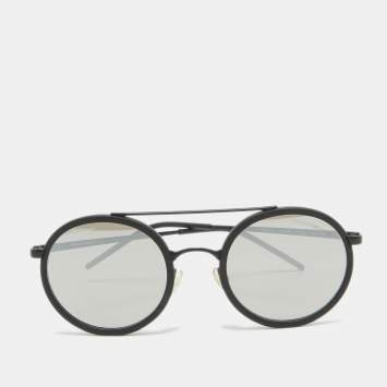 Pre Owned Emporio Armani Black Mirrored  EA 2041 Round Sunglasses