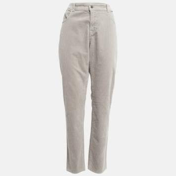 Pre Owned Emporio Armani Beige Corduroy High Rise Skinny Jeans L Waist 32"