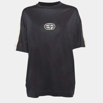 Pre Owned Emporio Armani Black Lyocell Blend Crewneck T-Shirt XL