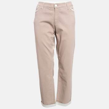 Pre Owned Emporio Armani Pink Denim Crop Jeans L Waist 34"