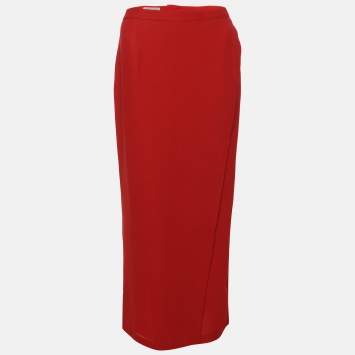 Pre Owned Emporio Armani Red Viscose Maxi Skirt M