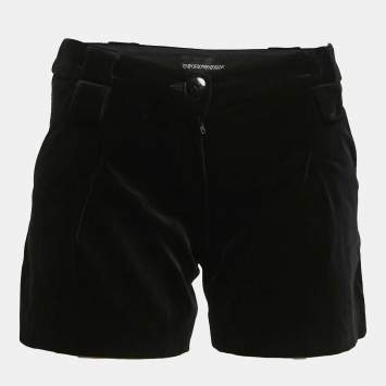 Pre Owned Emporio Armani Black Velvet Shorts S