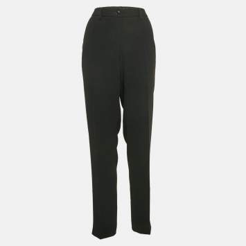 Pre Owned Emporio Armani Black Crepe Formal Pants L