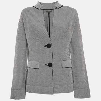 Armani Black/White Knit Button Front Jacket M