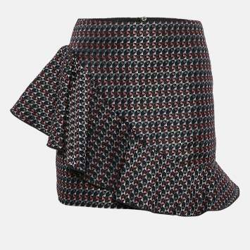 Pre Owned Emporio Armani Multicolor Geometric Jacquard Ruffled Mini Skirt S