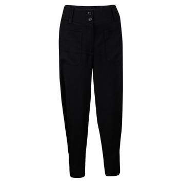 Pre Owned Emporio Armani Black Buckle Detail Trousers S