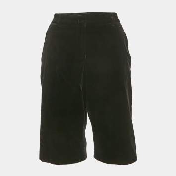 Pre Owned Emporio Armani Black Velvet Shorts L