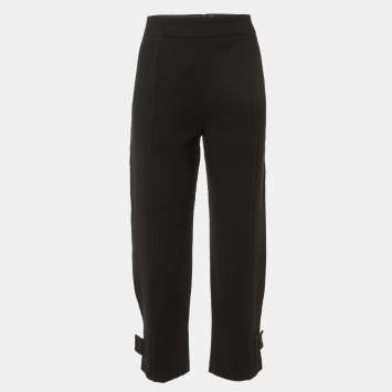Pre Owned Emporio Armani Black Crepe Tapered Pants S