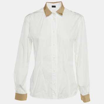 Pre Owned Emporio Armani White Cotton Button Front Shirt M 