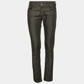 Pre Owned Emporio Armani Grey Sequin Embroidered Denim Dakota Jeans M Waist 29"