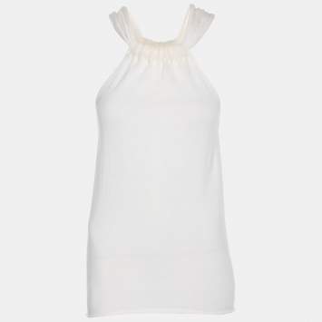 Pre Owned Emporio Armani Cream Cotton Knit Top M