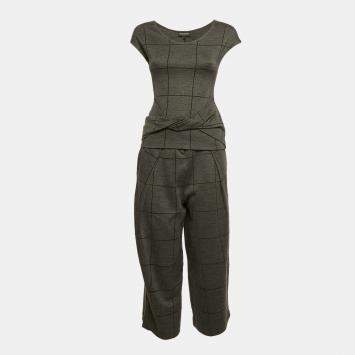 Emporio Armani Grey Checks Cotton Top and Pants Set S