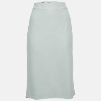 Pre Owned Emporio Armani Pale Blue Crepe Pencil Skirt L