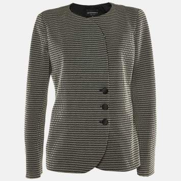 Pre Owned Emporio Armani Black Knit Double Breasted Jacket XL