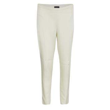 Pre Owned Emporio Armani Cream High Waist Straight Leg Trousers L
