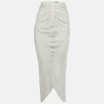 مملوكة مسبقًا Emporio Armani Grey Silk Asymmetric Skirt S