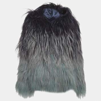مملوكة مسبقًا Emporio Armani Blue Ombre Fur Hooded Jacket M