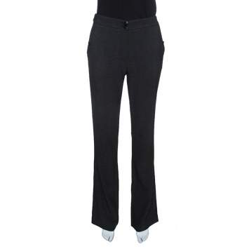 Pre Owned Emporio Armani Monochrome Dotted Wool Tailored Pants M
