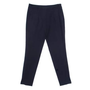 Pre Owned Emporio Armani Navy Blue Wool Tailored Trousers S