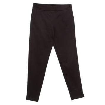 Pre Owned Emporio Armani Black Knit High Waist Tailored Pants S