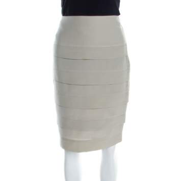 Pre Owned Emporio Armani Sage Green Silk Pleated Pencil Skirt S