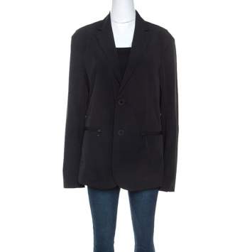 Pre Owned Emporio Armani Black Stretch Nylon Blazer L