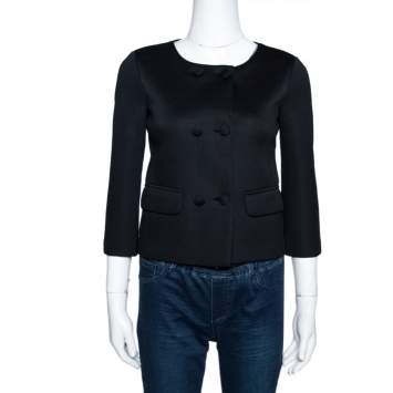 Pre Owned Emporio Armani Black Double Breasted Short Jacket S
