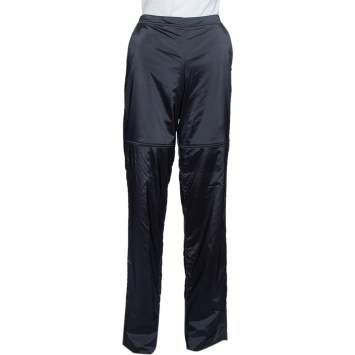 Pre Owned Emporio Armani Black Padded Wide Leg Pants M