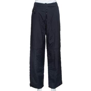 Pre Owned Emporio Armani Black Padded High Waist Technical Pants M