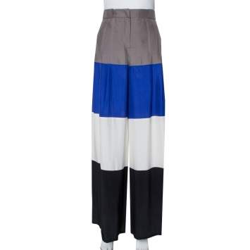 Pre Owned Emporio Armani Multicolor Silk Paneled Palazzo Pants M