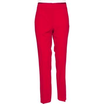 Pre Owned Emporio Armani Red Stretch Knit Contrast Waist Trim Detail Pants L