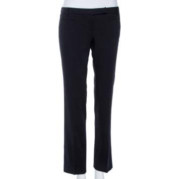 Pre Owned Emporio Armani Black Wool Tapered Leg Trousers S