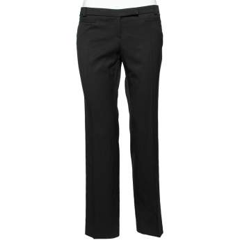 Pre Owned Emporio Armani Black Wool Straight Fit Trousers M