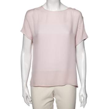 Pre Owned Emporio Armani Powder Pink Crepe Silk Blouse M