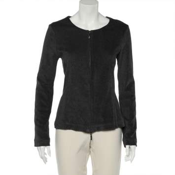 Pre Owned Emporio Armani Grey Terry Zip Front Jacket M