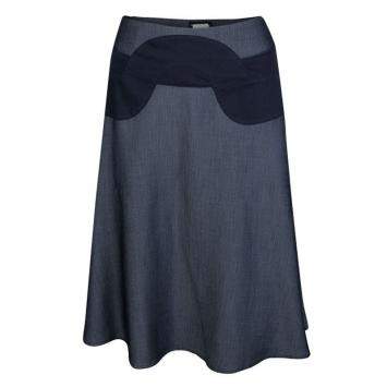 Pre Owned Emporio Armani Indigo Contrast Waist Panel Detail A-line Skirt M