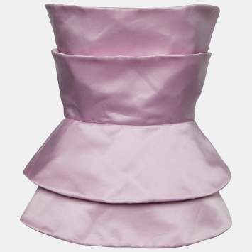 Pre Owned Emporio Armani Pink Silk Satin Strapless Top M