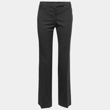 Pre Owned Emporio Armani Charcoal Grey Wool Tailored Trousers M