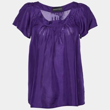 Pre Owned Emporio Armani Purple Silk Top S